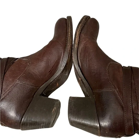 Frye Jane Strappy Dark Brown Knee High Heeled Boots Size 6.5 - Picture 12 of 16